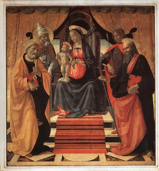 Domenicho Ghirlandaio Thronende Madonna mit den Heiligen Petrus,Clemens,Sebastian und Paulus